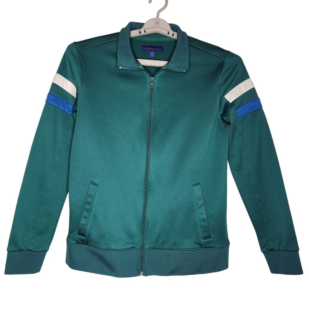 AEROPOSTALE Track Jacket Mens Medium Emerald Green 80'S Retro‎